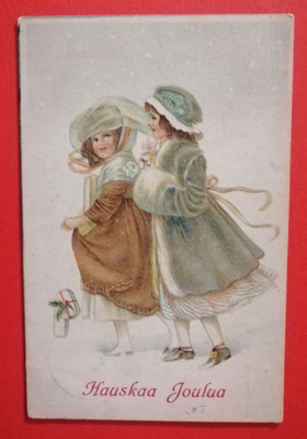 Vanha joulukortti kulk 1912