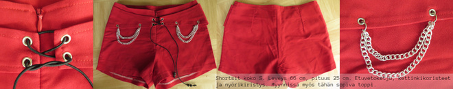 Punaiset kettinki minishortsit koko S