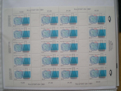 ** Postimerkkiarkki LaPe 1155-1156 Kemia 1991