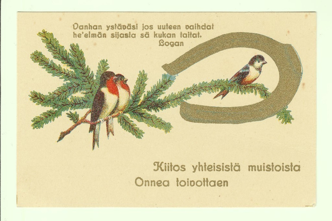 Käyttämätön vanha pikkukortti ystävälle