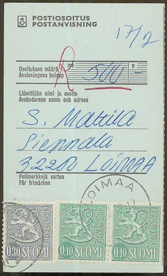 M63 1972  postiosoitus