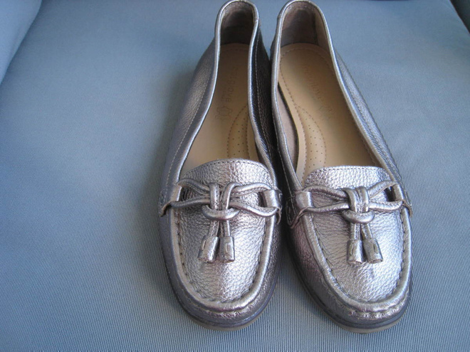 Loafer avokas UK 5 nahka pronssi kulta käytetty vähän