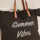 Musta "Summer Vibes" Rantalaukku / Kangaslaukku / Laukku - pikkukuva 2