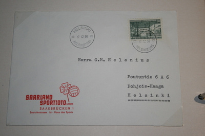 FDC kuori 17.12.1956 sairaalalaitos 200v.