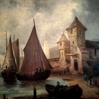 Museotasoinen öljymaalaus ”Purjelaivat satamassa”, 1800-l. - pikkukuva 3