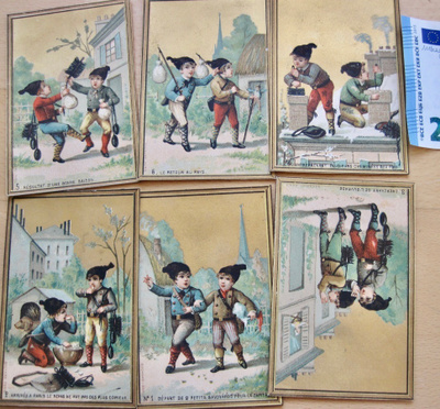 6 Keräilykorttia Suklaakuvaa Kromolitografia 1890-l UPEAT