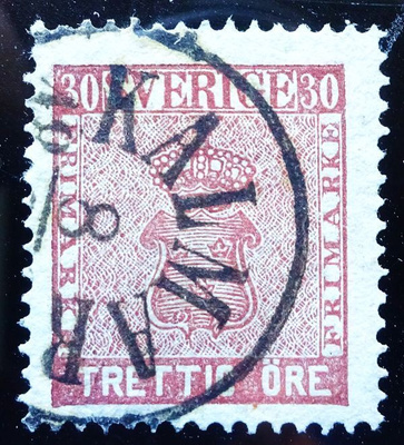 RUOTSI  5. HYVÄ 30 KR * RUSK. V. 1858...SIISTI LEIMA...