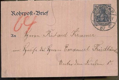 Saksa 1906 30 pfg putkipostiehiökuori o