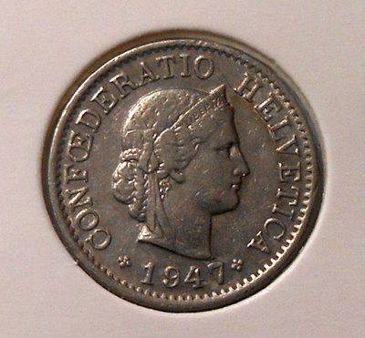 Switzerland. 5 rappen 1947.