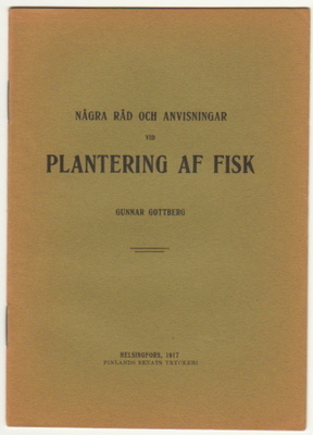 GOTTBERG : Några råd vid plantering af fisk (1917) 1p