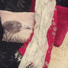 Punainen/valkoinen kuviollinen pashmina huivi - pikkukuva 2