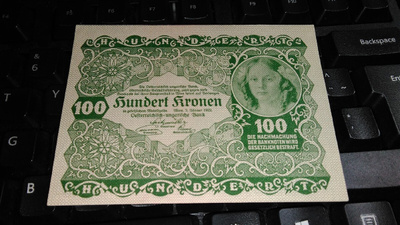 Austria Itävalta 1000 Kronen1922 P77 XF-aUNC