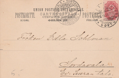 1908, Postikortti Porvoo- Sortavala