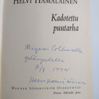 Helvi Hämäläinen : Kadotettu puutarha (signeerattu, tekij... - pikkukuva 3
