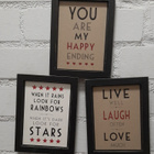 3x tekstitaulu: Happy Ending Stars Rainbow Live Laugh Love - pikkukuva 1