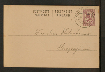 # 23565 # Ehiö 40p Oulu > Haapajärvi - 1920