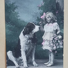 Tyttö ja koira, vanha väripk, p. 1908 - pikkukuva 1