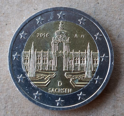 Saksa Sachsen 2016 juhlaraha 2 euroa