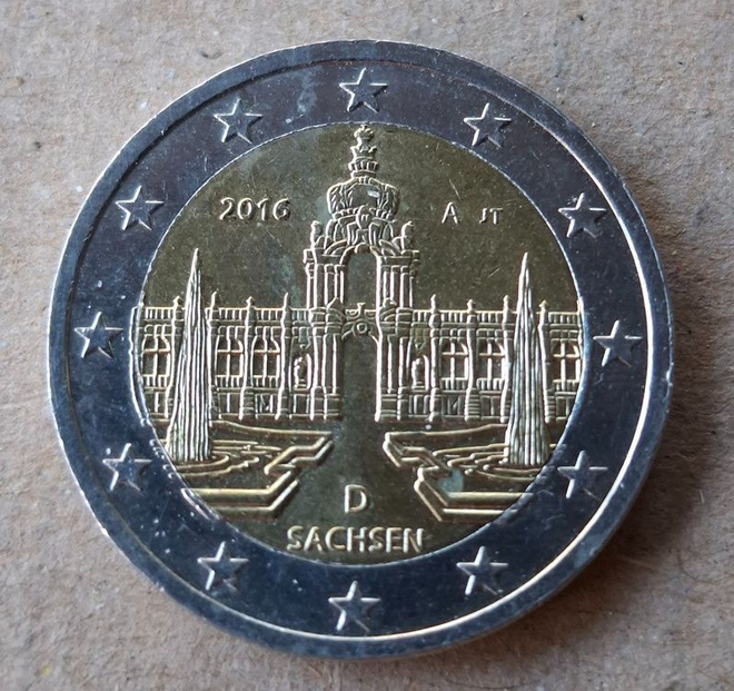 Saksa Sachsen 2016 juhlaraha 2 euroa