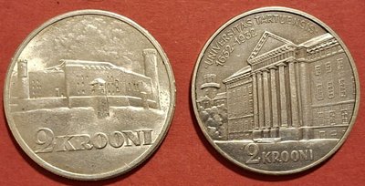 2 x Eesti, Viro: 2 Krooni 1930 Hyvä + 2 Krooni 1932. (KD19)