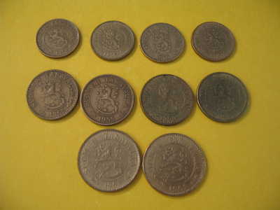 10 kpl 10, 20 ja 50 markkaa - 1953-1962