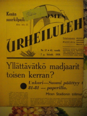 Suomen Urheilulehti Nro 57/1938 (26.10)