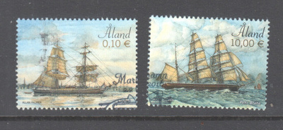 Åland 2016 0,1 ja 10 € merkit ep. leimaisena.