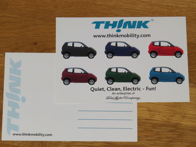 2008 (noin) Think postikortti - KUIN UUSI - Ford - electric