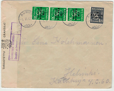 1942 Itä-Karjala kirje Aunuksesta Helsinkiin
