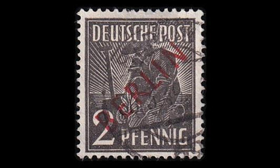 Berlin 21 o Punainen päällepainama 2 Pf (1949)
