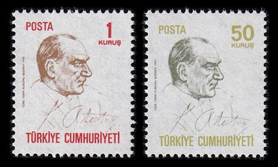 Turkki 2163-4 ** Käyttösarja Atatürk (1970)
