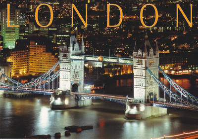 Lontoo, Tower Bridge yöllä (isohko kortti)