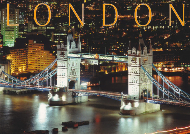 Lontoo, Tower Bridge yöllä (isohko kortti)