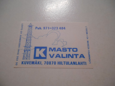 TT Etiketti K-Masto valinta Kuvemäki Hiltulanlahti