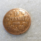 10 penniä 1865 tasaisesti hieman kulunut . kl 7-8 , - pikkukuva 1