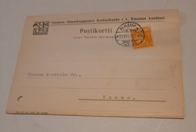 Firmakortti Rauman konttori SOK, 1939