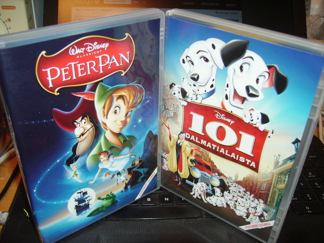 2 kpl DVD Disney : Peter Pan & 101 Dalmatialaista