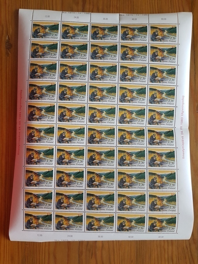 Pohjola 1983 1,20mk Kullanhuuhdonta Postimerkkiarkki