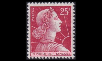Ranska 1226 ** Käyttösarja Marianne 25 Fr (1959)