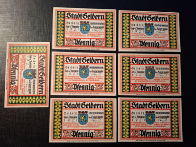 Saksa Geldern 7 seteliä 1921
