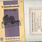Wärtsilä: Tr-heinäharavat 36 ja 40 piikillä.   1967 - pikkukuva 1