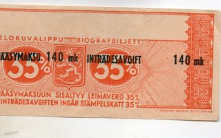 Pääsylippu  140 mk/huvivero