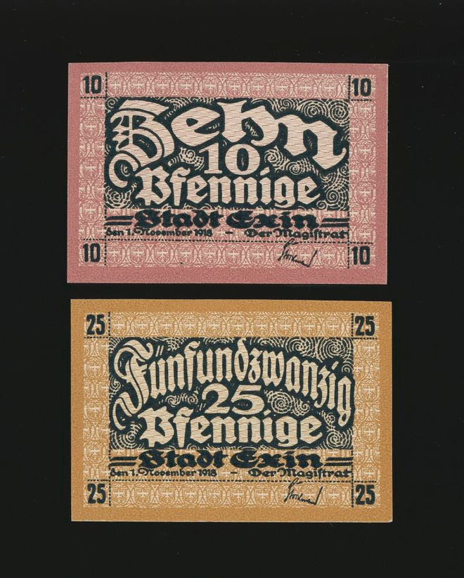 Saksa Notgeld 10, 25 Pfg, Exin 1918