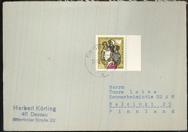 DDR Mi 1480 kirje Suomeen