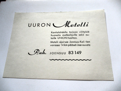Joensuu Uuron Motelli mainos 14x10cm