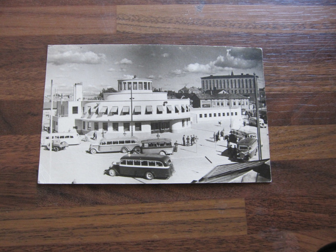 VANHA POSTIKORTTI TURKU LINJA-AUTOASEMA  v 1960