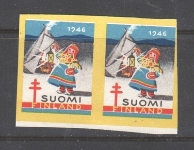 Tub joulumerkki 1946 hammastamaton pari (2)