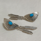 Vintage Hopea korvakorut turkoosi kivi Sterling Silver - pikkukuva 1