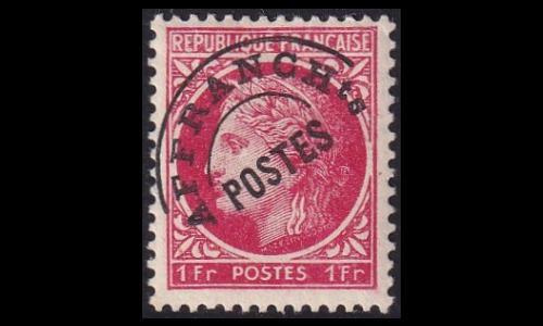 Ranska 681V ** Ceres 1 Fr ennakkomitätöinti (1945)
