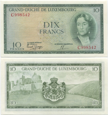 Luxembourg 10 Francs 1954 (P-48) AU/UNC